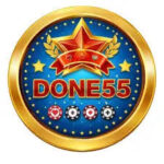 Done55 Game APK interface showing features, login, and mini-games on Android