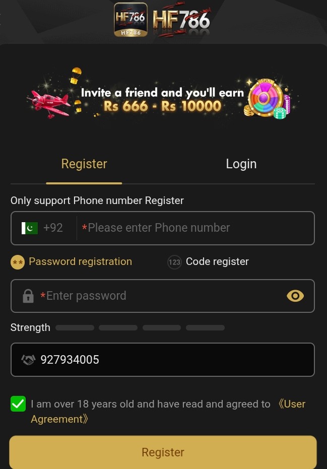 HF786 Game Registration in Pakistan 2026