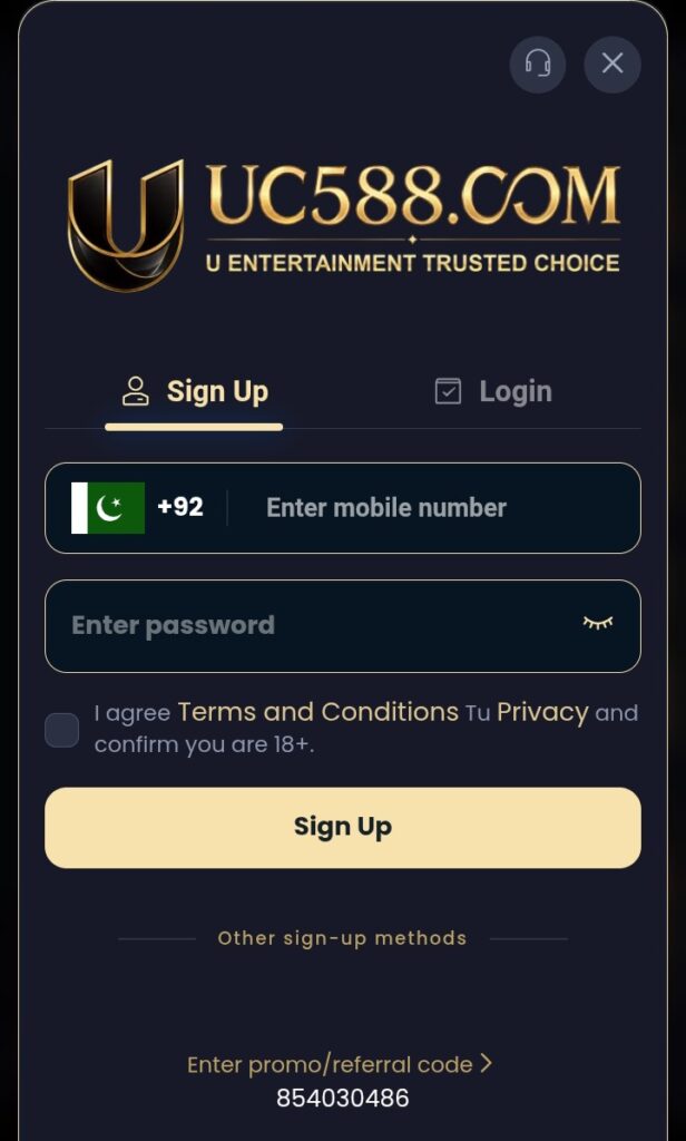 Account login screen