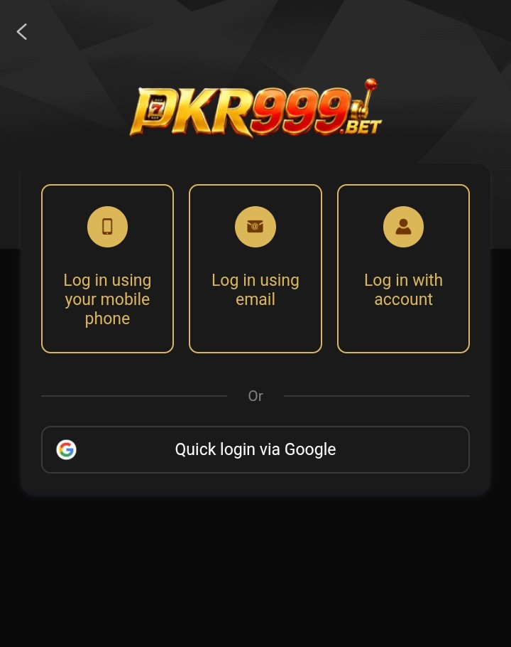 User login and registration screen